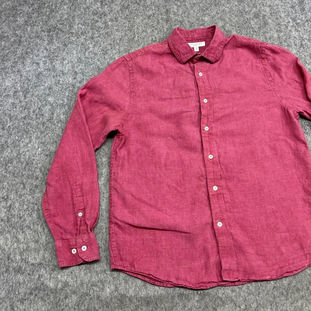 Banana Republic Shirt Mens M Pink Linen Long Sleeve Button Standard Fit Casual